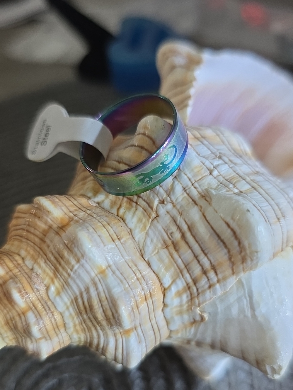 Iridescent Multicolor Stainless Steel Women’s Band Ring
